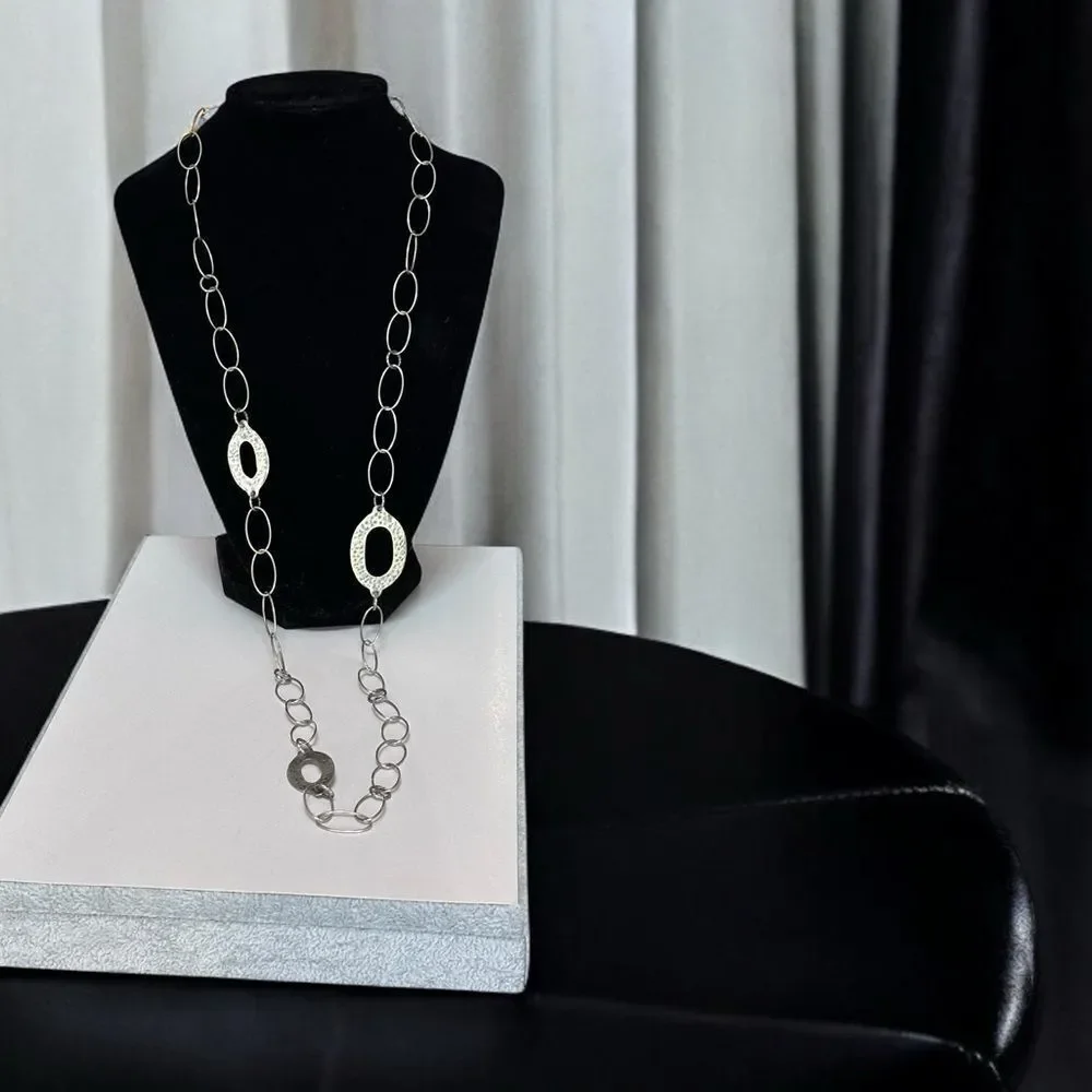 SILPADA N1506 Retired Sterling Silver Oval Link Necklace 35'' Long